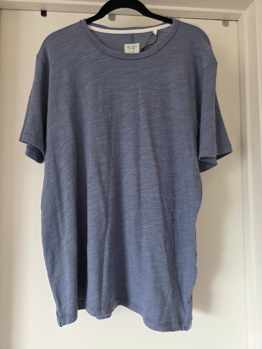 NEW Men's Rag & Bone T-Shirt Blue Classic Flame Tee 100% Cotton Size L Large